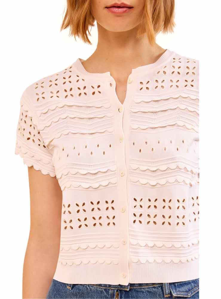 ULLA JOHNSON ABRIANA EYELET CARDIGAN