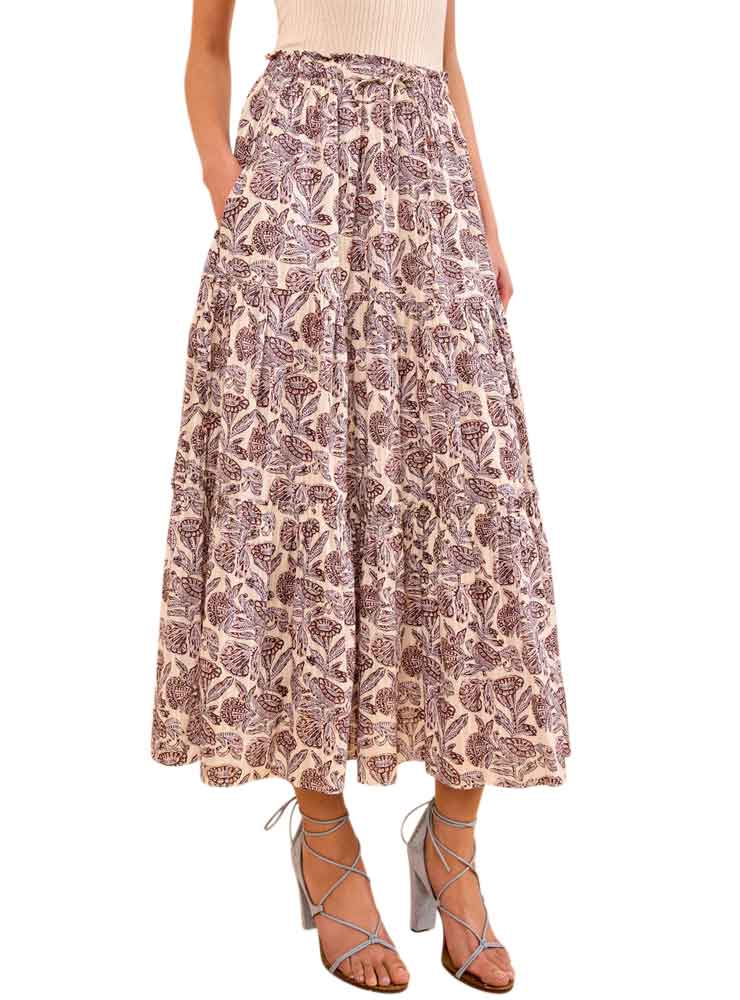 Ulla Johnson Nessa Cotton Midi Skirt Meadow