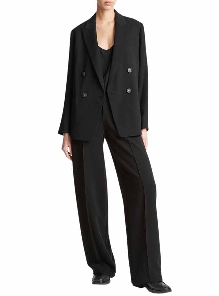 Vince Crepe Double-Breasted Blazer black