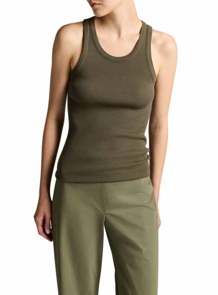 VINCE RIBBED SCOOP-NECK TANK Pine Grove