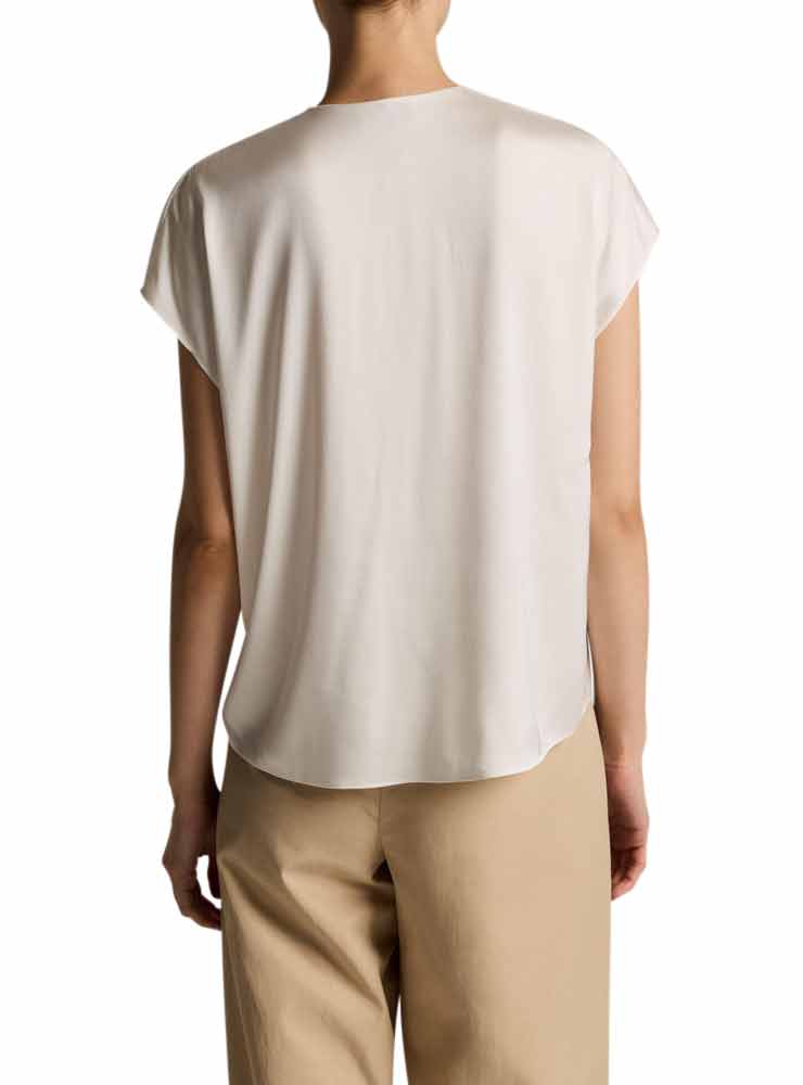 Vince Silk V-Neck Top Off White