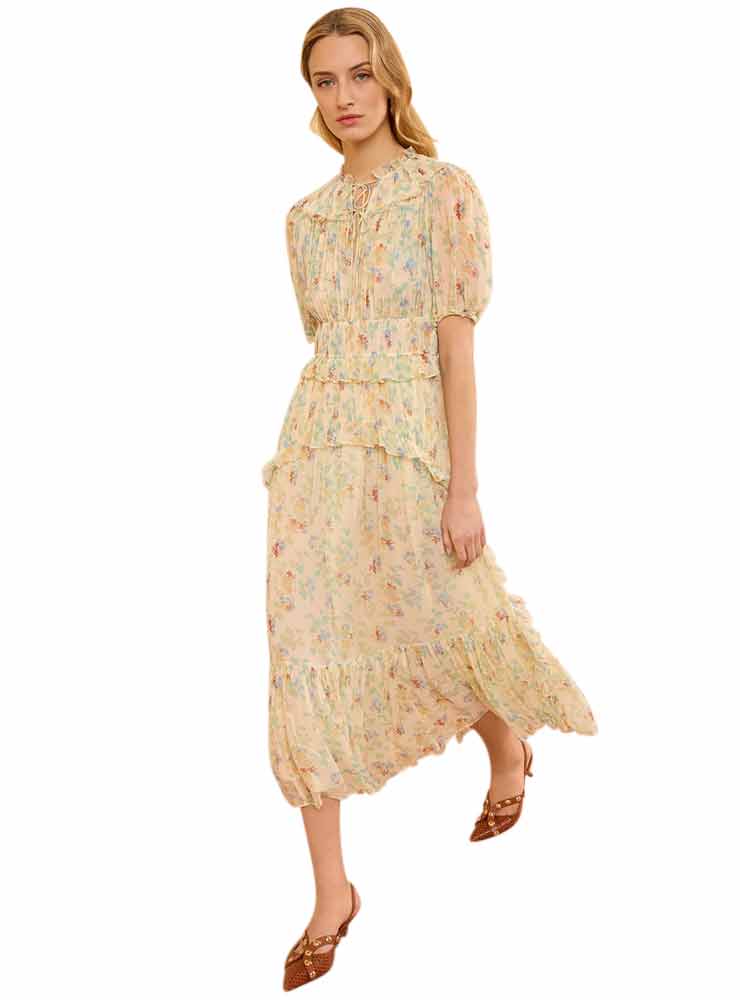 Ulla Johnson Wren Silk Dress Moon Petal