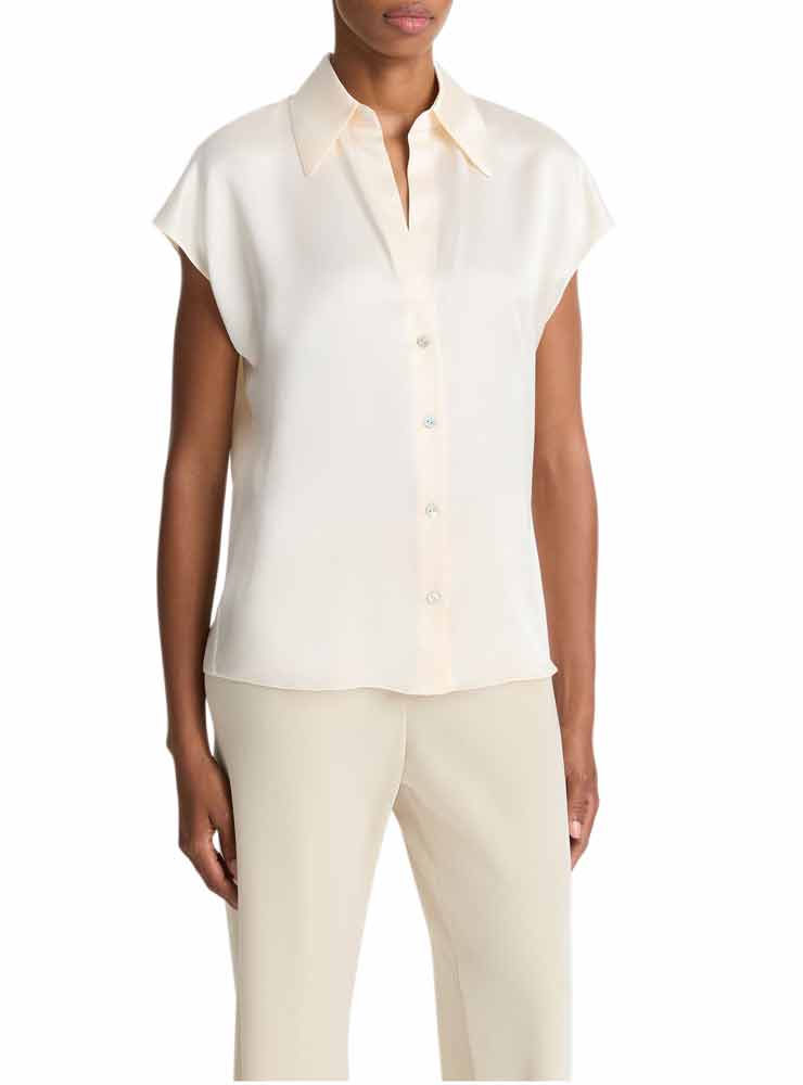 Vince Silk Cap-Sleeve Blouse chiffon