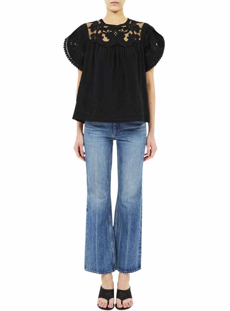ulla johnson alma silk top noir