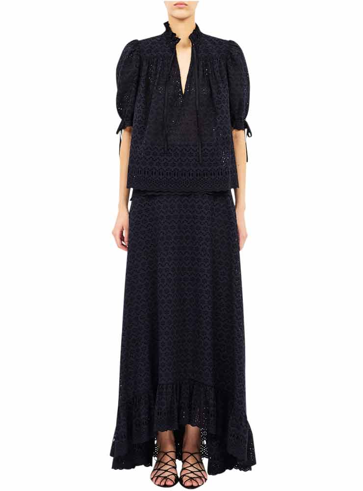 ULLA JOHNSON ALOUETTE COTTON TOP midnight