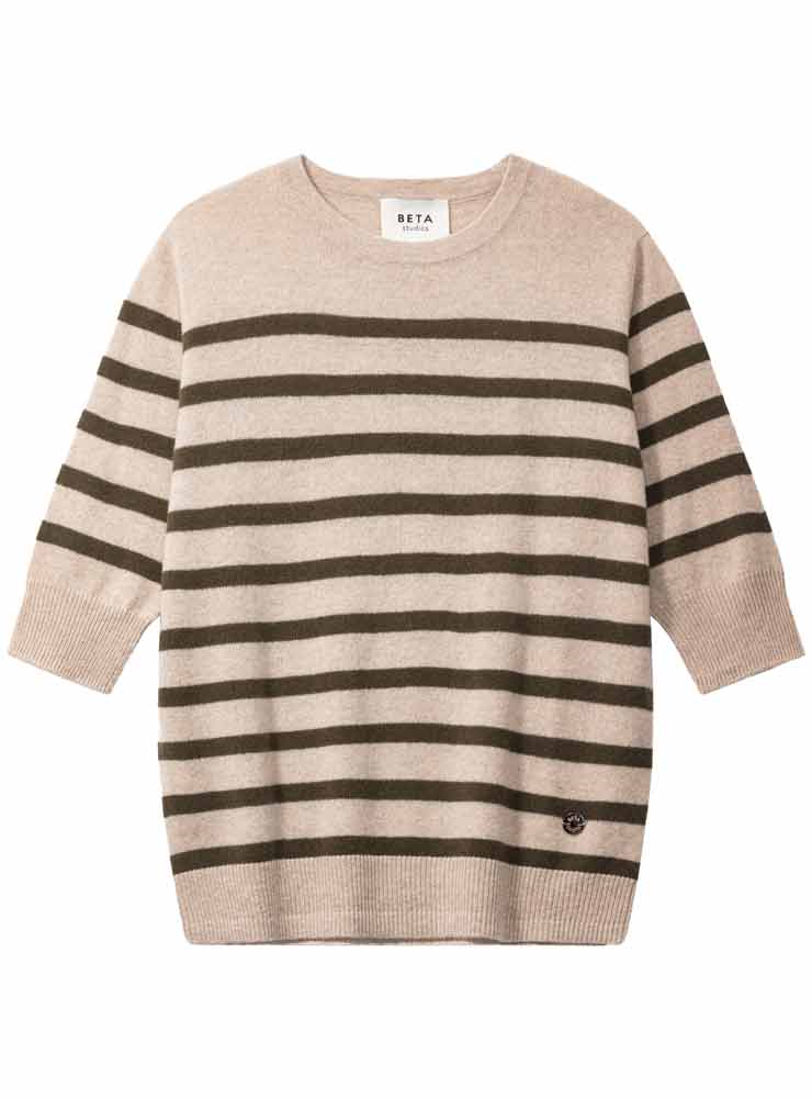 beta studio Bianca Striped Sand Melange Topiary Green