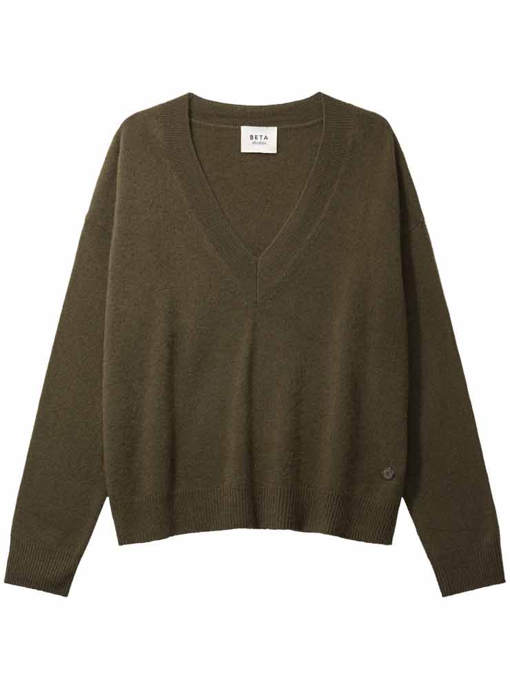 beta studio NANNA V-NECK TOPIARY GREEN