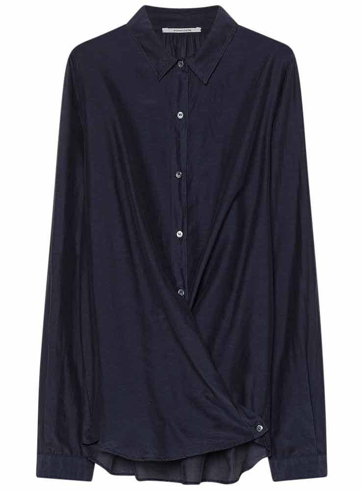 pomandere silk shirt dark blue