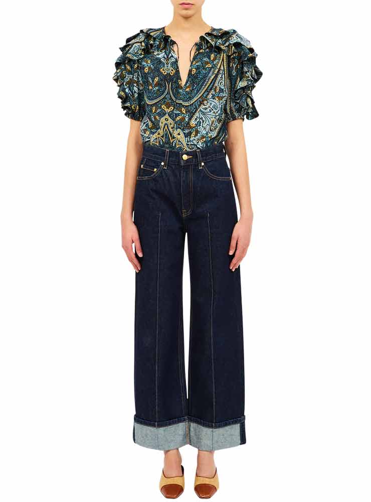 Ulla Johnson josephine silk top Prussian