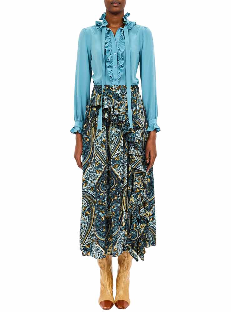 Ulla johnson catroux silk blouse heron
