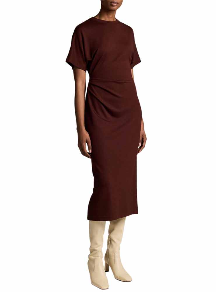 Vince Knit Short-Sleeve Dress Black-Rose